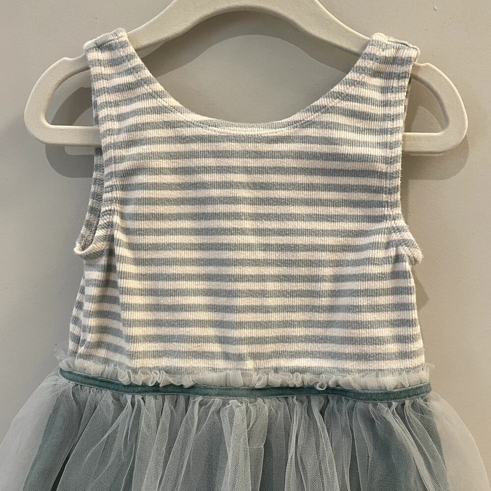 Mini Boden Jersey Tulle Mix Dress Party Twirl Trip Tropical Rain Green 4-5 Years - Picture 3 of 14